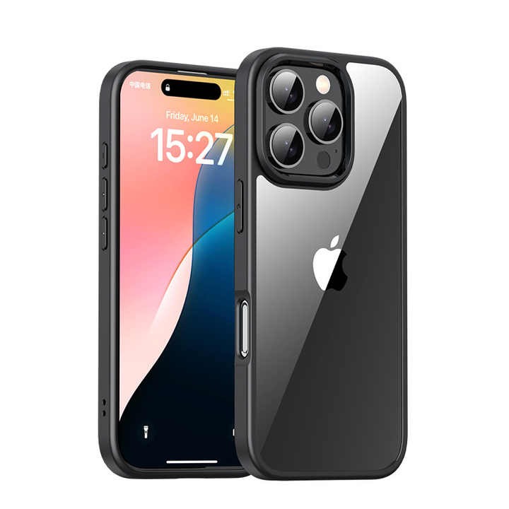 For iPhone Case Transparent TPU With Clear PC Hard Back Cover Phone Case for iPhone 16 Pro Max