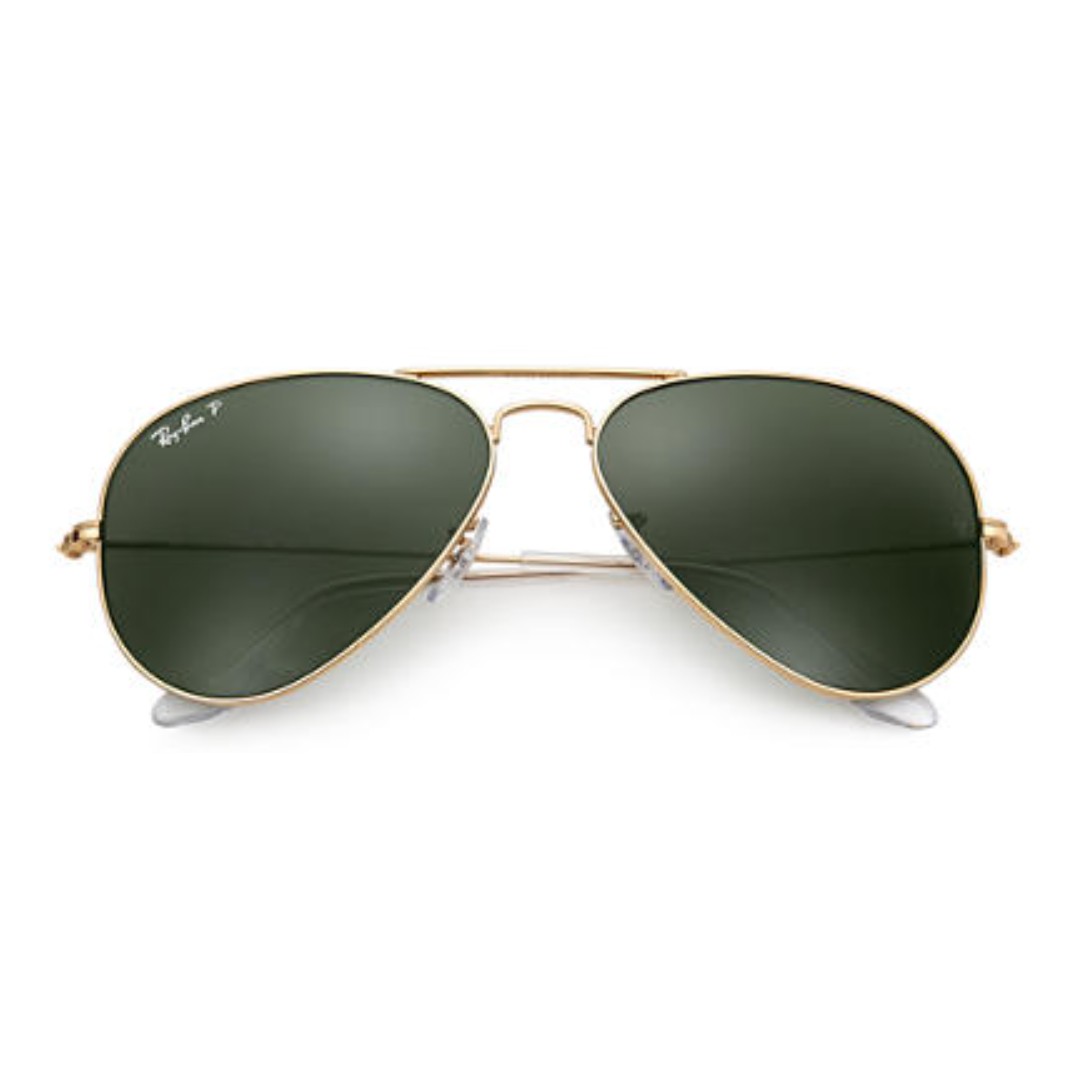 Ray Ban Polarized Aviator Pilot Shape Golden Frame Olive Green Lenses Male Sun Glasses
